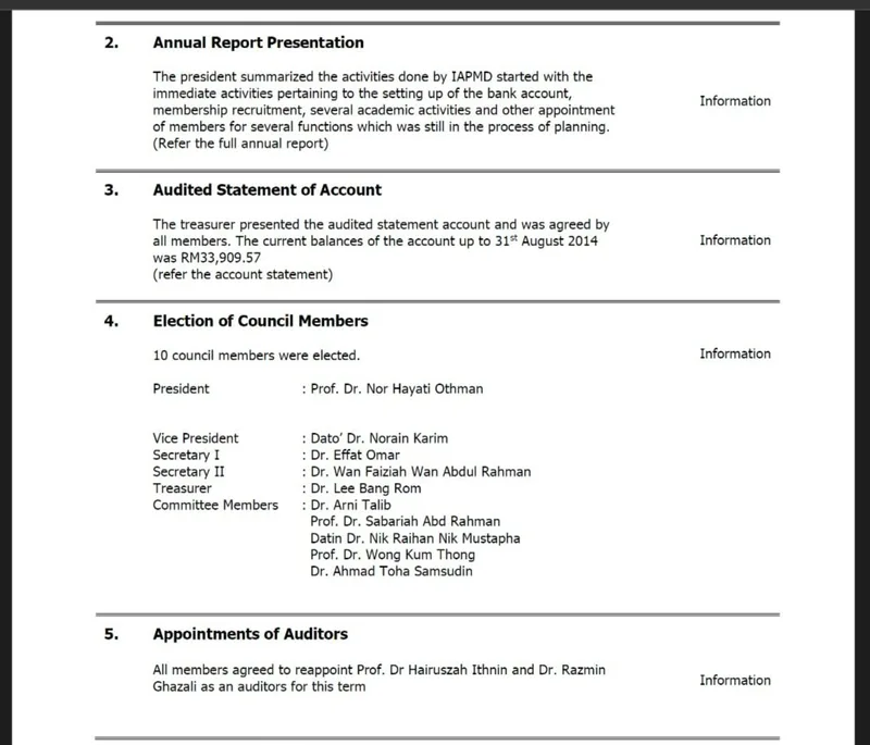 Minutes of the First AGM